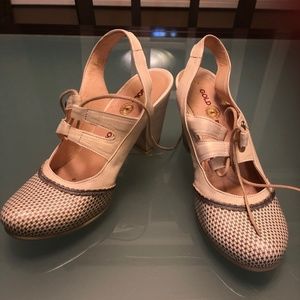 Gold Button Lace Up Shoe